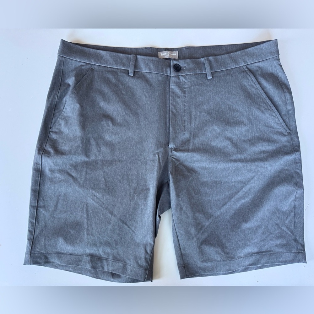 Hickey Freeman Chino Stretch Shorts Grey Athleisure Golf Classiccore Men Size 40